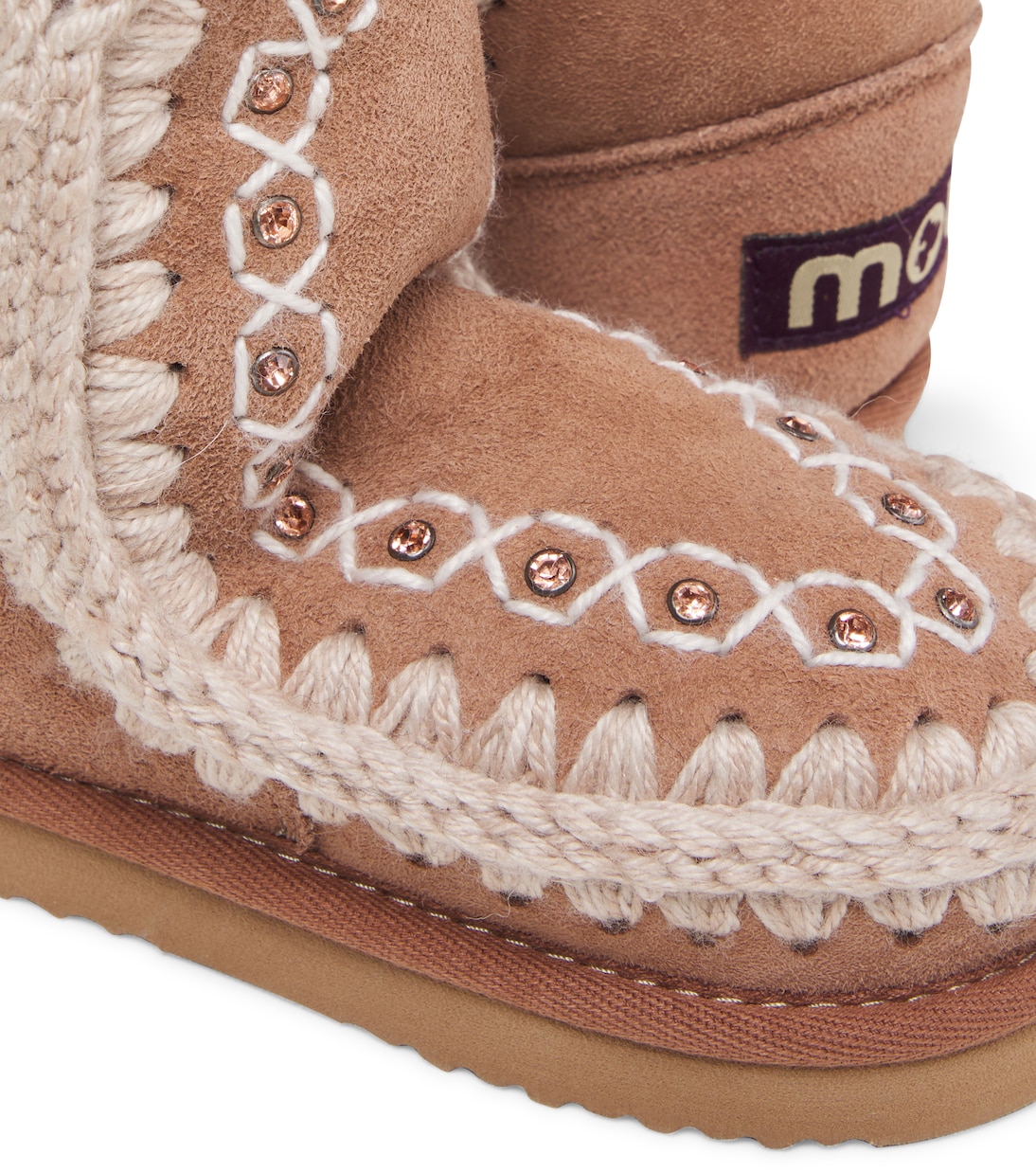 Embroidered shearling-lined suede boots | Mou Kids