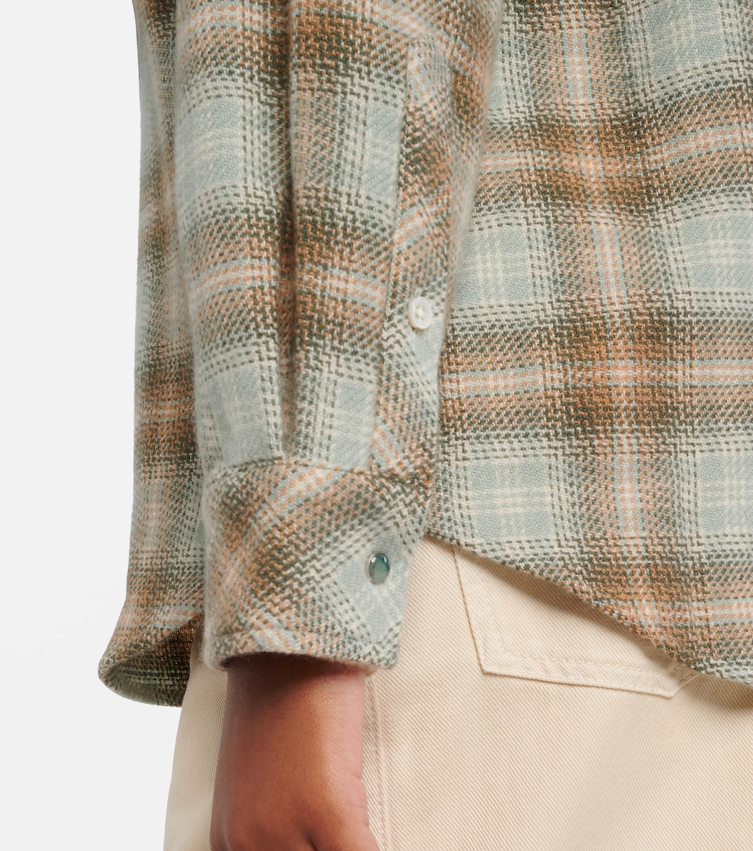 Joy Tartan cashmere shirt with emerald | God's True Cashmere