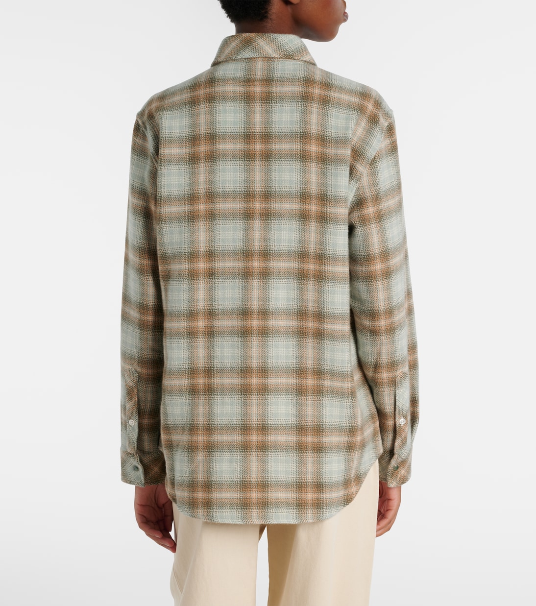 Joy Tartan cashmere shirt with emerald | God's True Cashmere