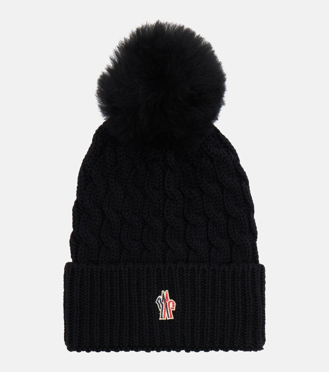 Logo shearling-trimmed virgin wool beanie | Moncler