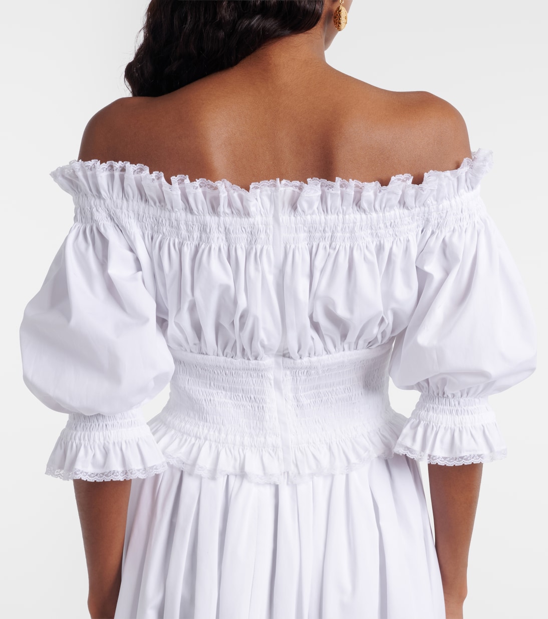 Off-shoulder cotton-blend poplin crop top | Dolce&Gabbana