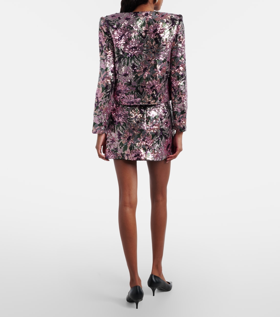 Mini-jupe à sequins et fleurs | Self-Portrait