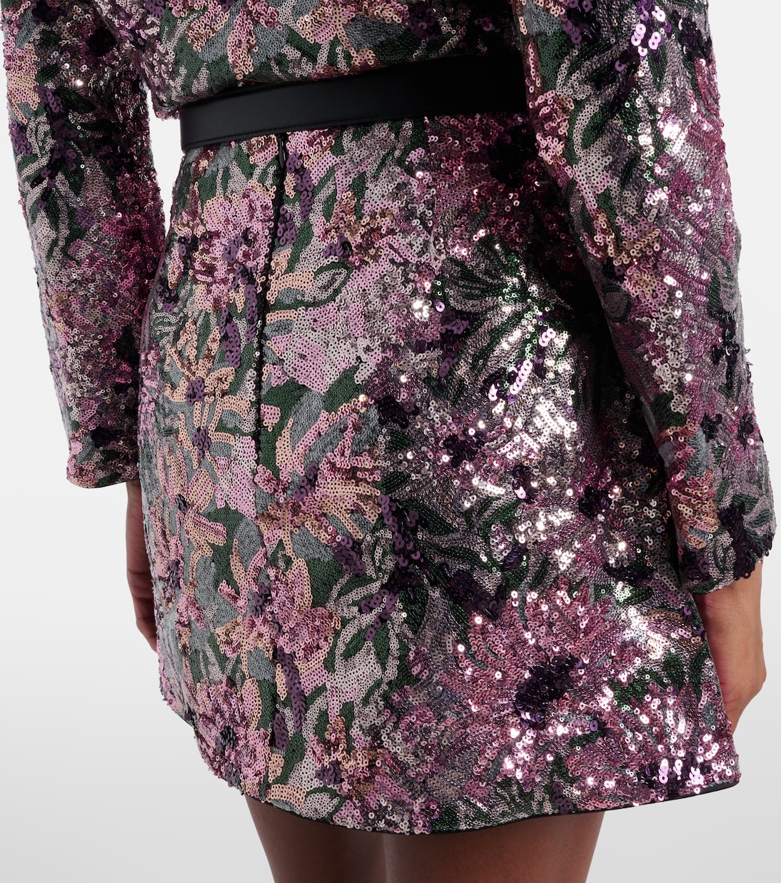 Mini-jupe à sequins et fleurs | Self-Portrait