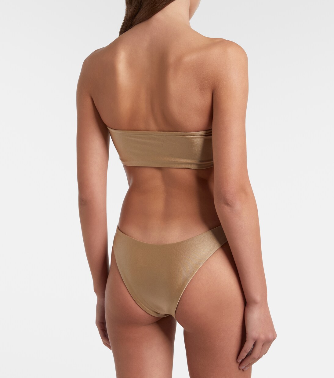 Ava metallic-effect bandeau bikini top | Jade Swim