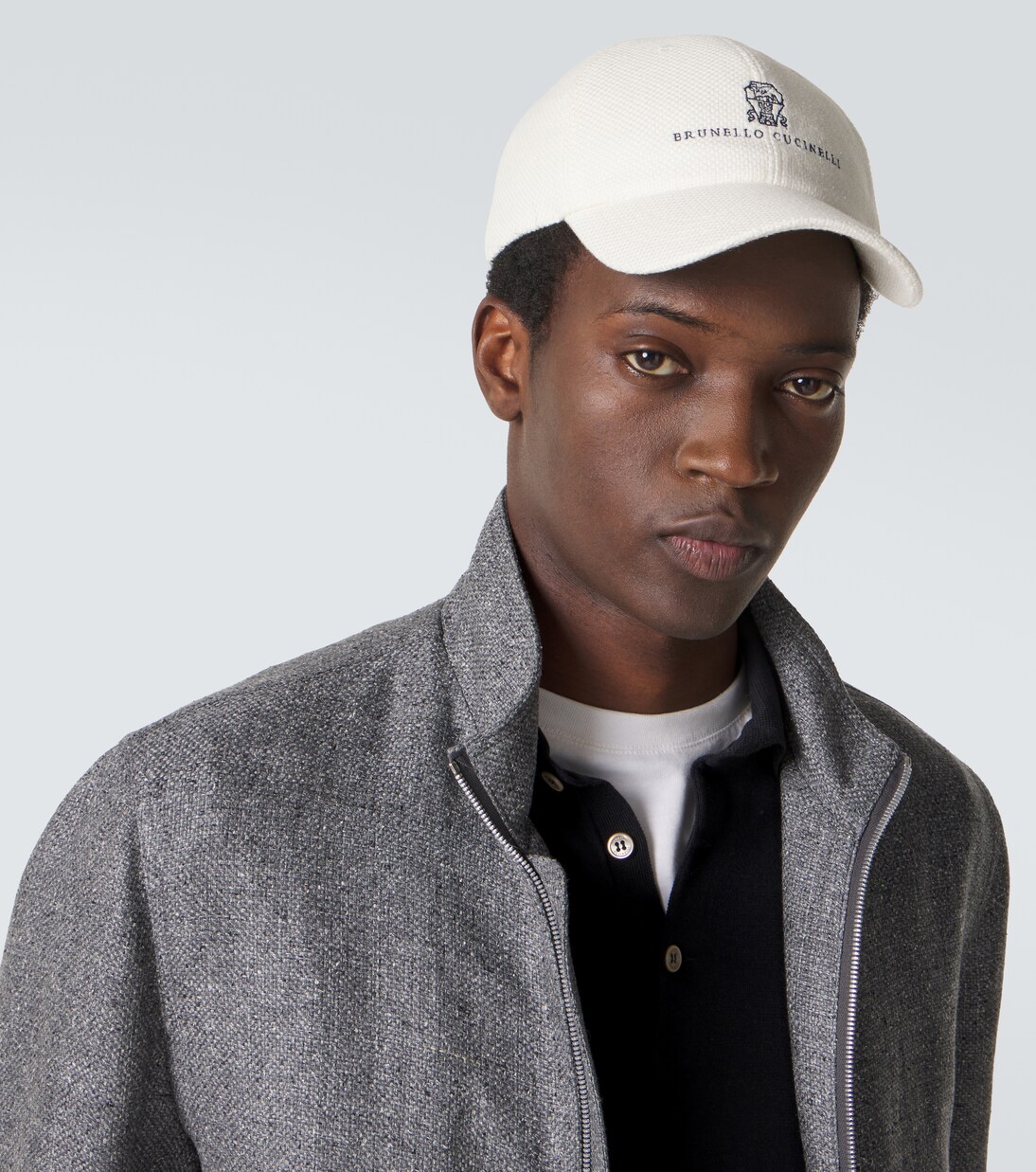 Gorra de seda, lino y lana con logo | Brunello Cucinelli