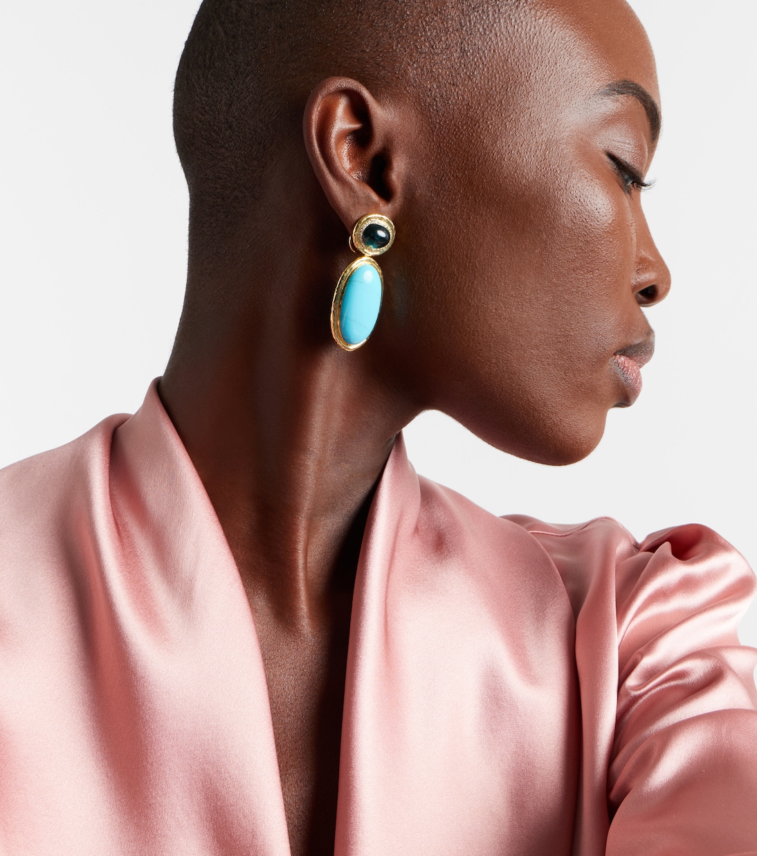 Ohrringe Bermuda Blue aus 18kt Gelbgold mit Diamanten, Turmalin und Türkis | Octavia Elizabeth