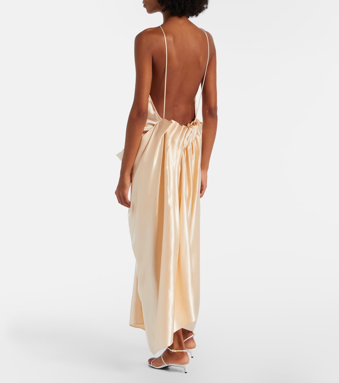 Draped gathered satin maxi dress | Khaite