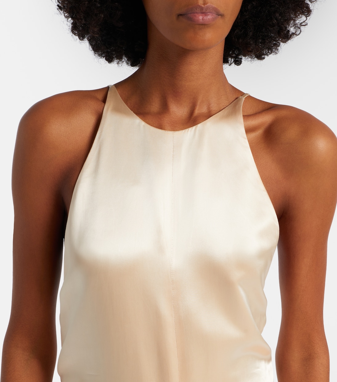 Draped gathered satin maxi dress | Khaite