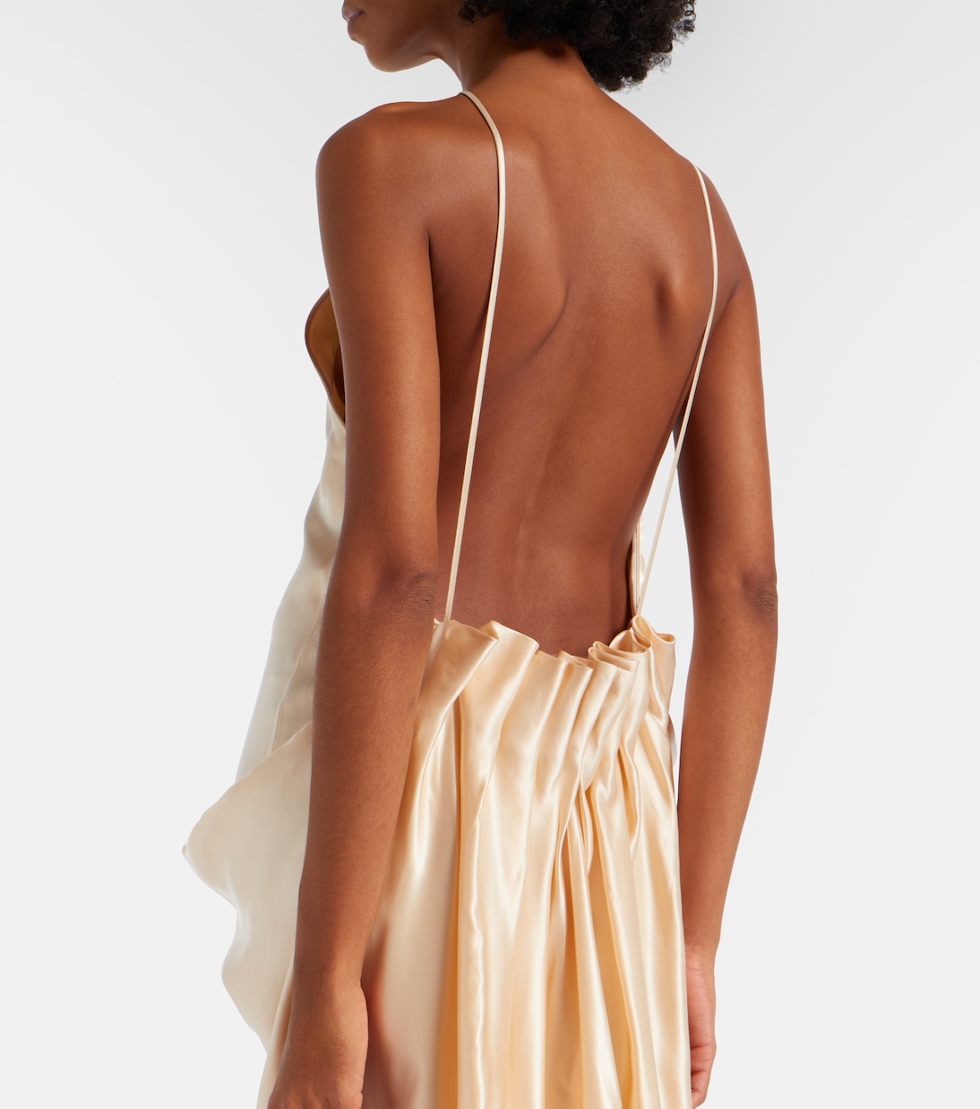 Draped gathered satin maxi dress | Khaite