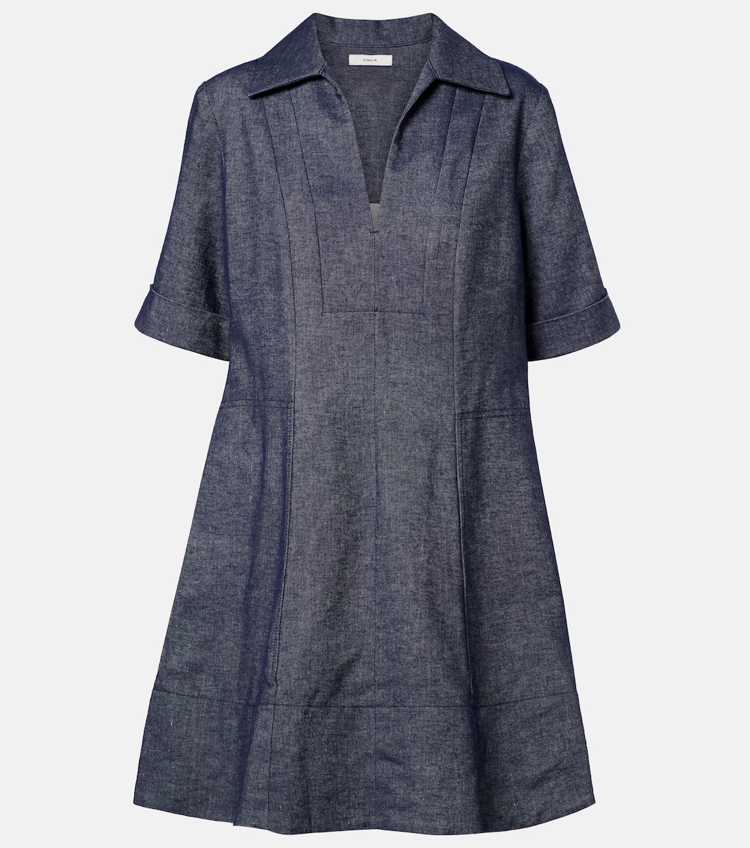 Cotton and linen chambray minidress | Vince