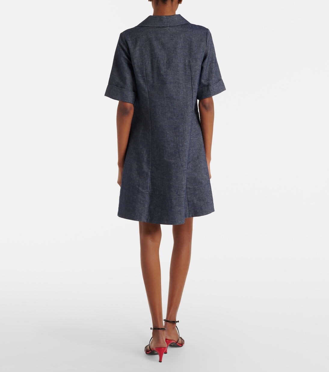 Cotton and linen chambray minidress | Vince