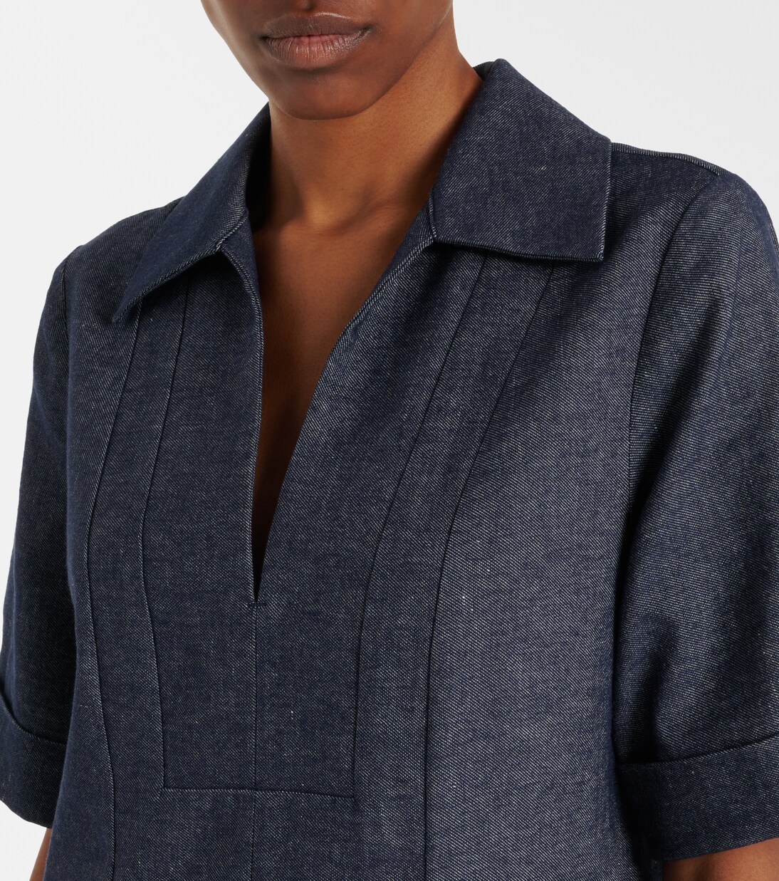 Cotton and linen chambray minidress | Vince