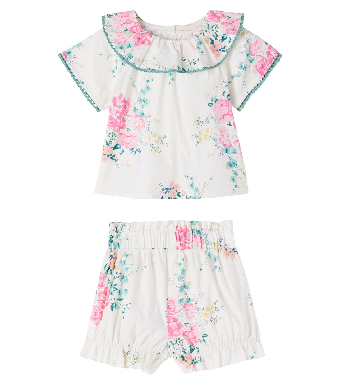 Baby floral cotton top and shorts set | C'era Una Volta