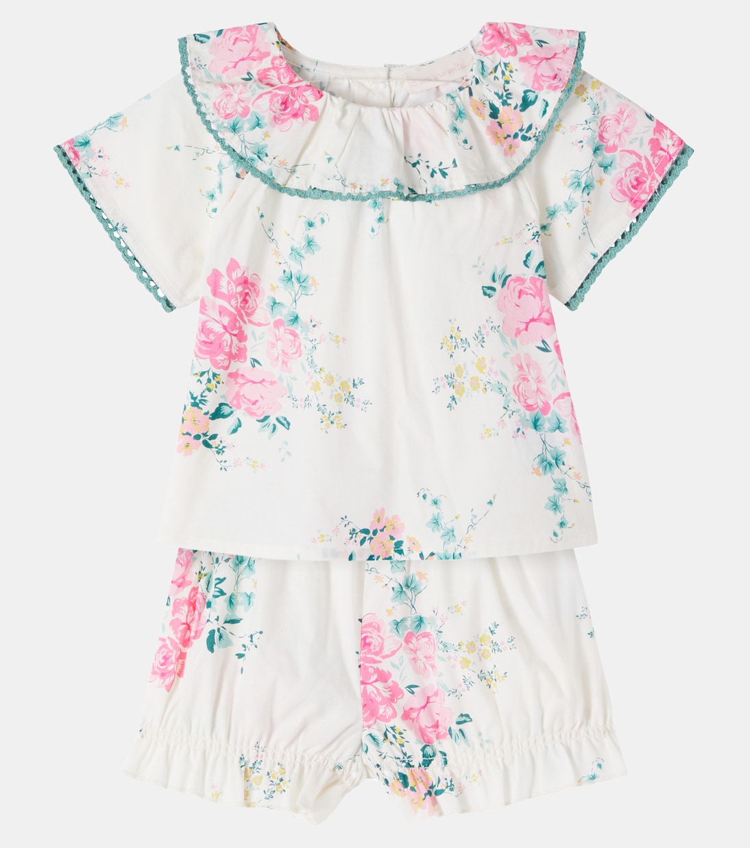 Baby floral cotton top and shorts set | C'era Una Volta