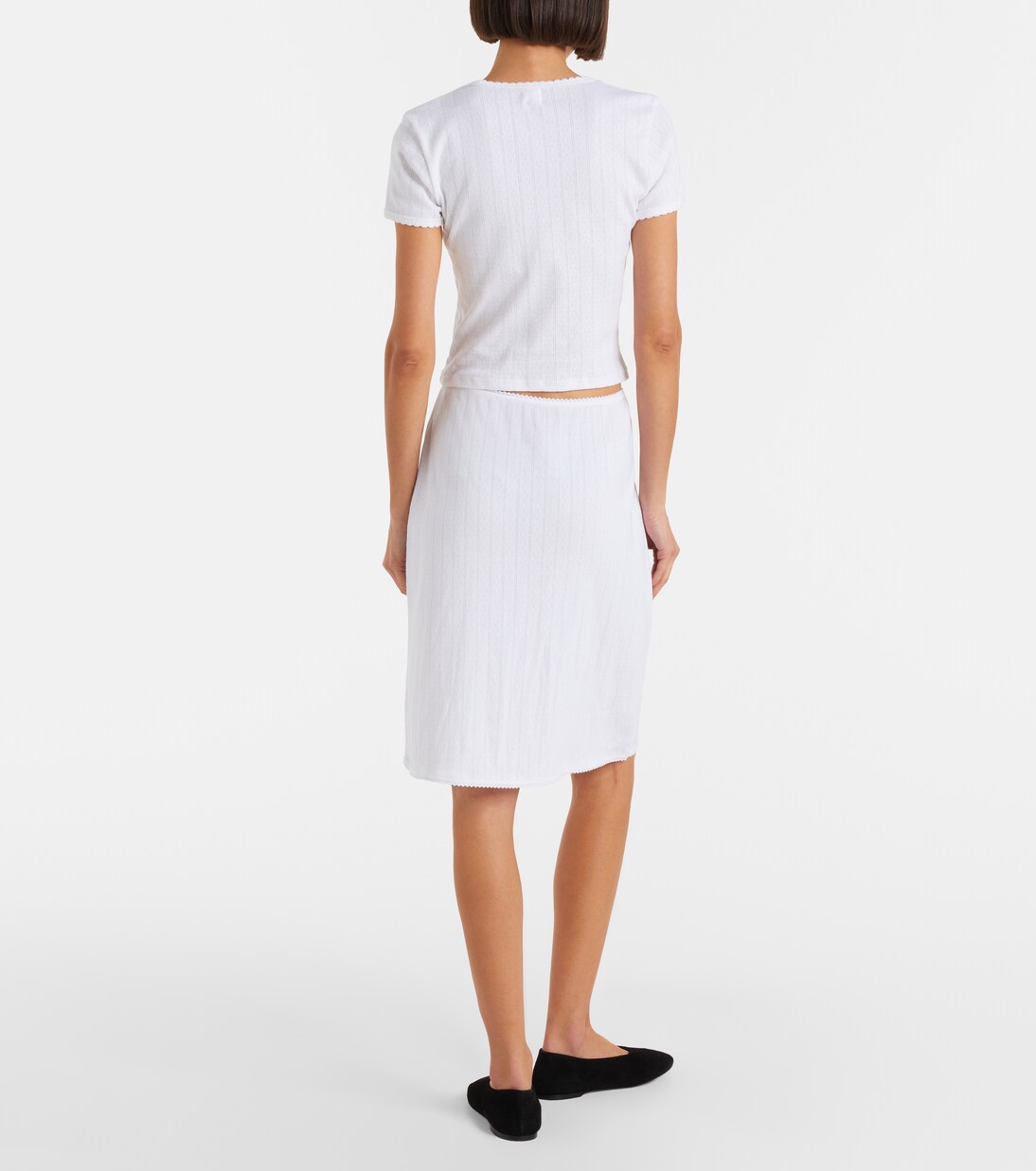 Pointelle cotton midi skirt | Leset