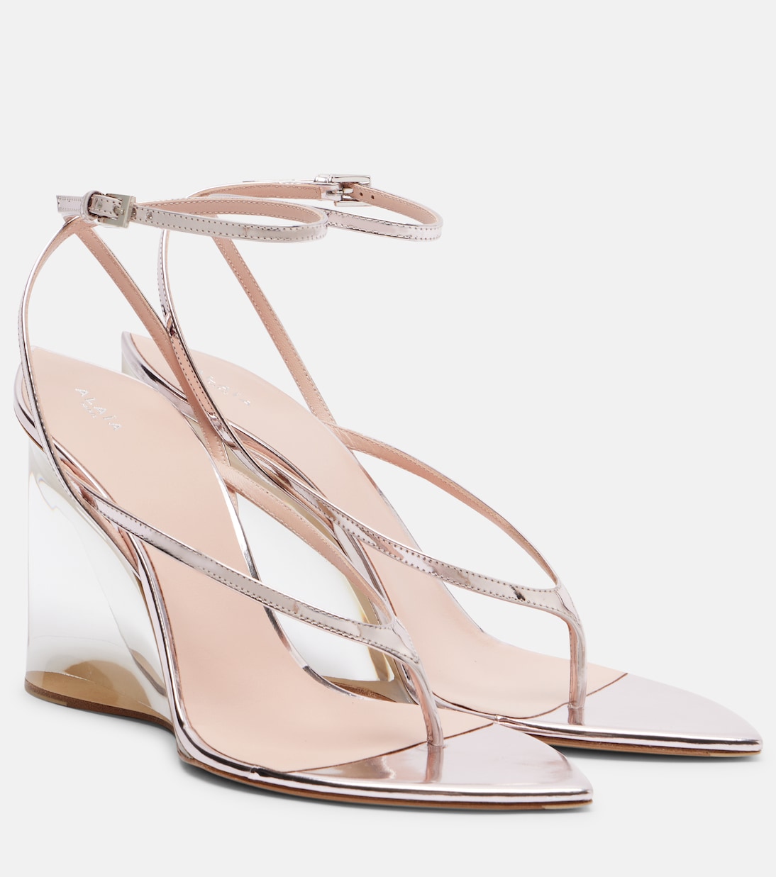 Wedge-Sandalen Invisible aus Metallic-Leder | Alaïa