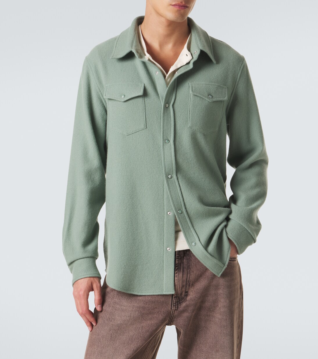 Cashmere shirt with emeralds | God's True Cashmere