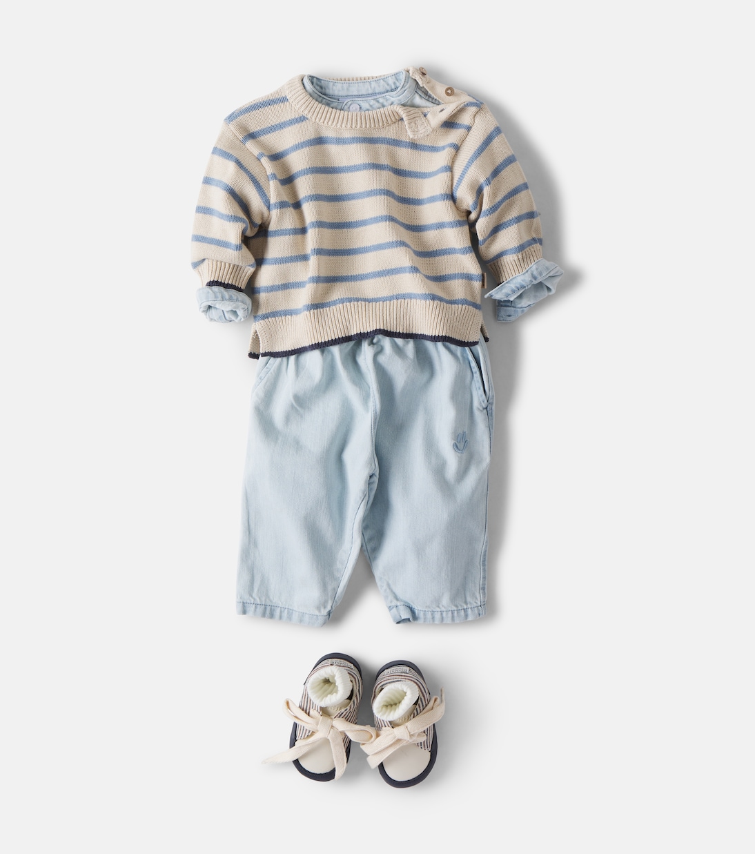 Baby Morgan striped cotton sweater | Wheat