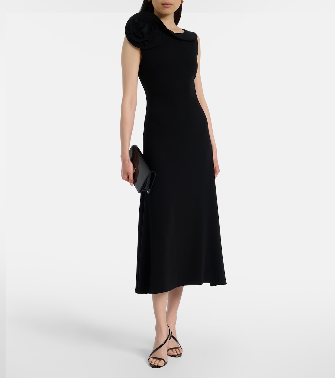 Robe midi en crêpe à appliqué floral | Roland Mouret