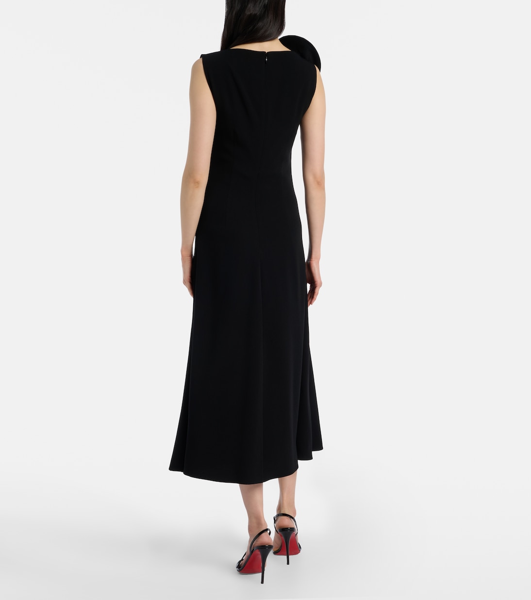 Robe midi en crêpe à appliqué floral | Roland Mouret
