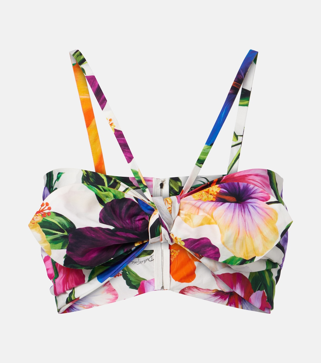 Bow-detail floral cotton bra top | Dolce&Gabbana