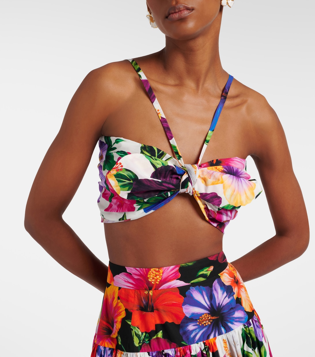 Bow-detail floral cotton bra top | Dolce&Gabbana