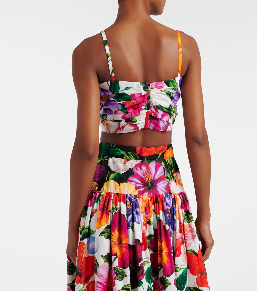 Bow-detail floral cotton bra top | Dolce&Gabbana