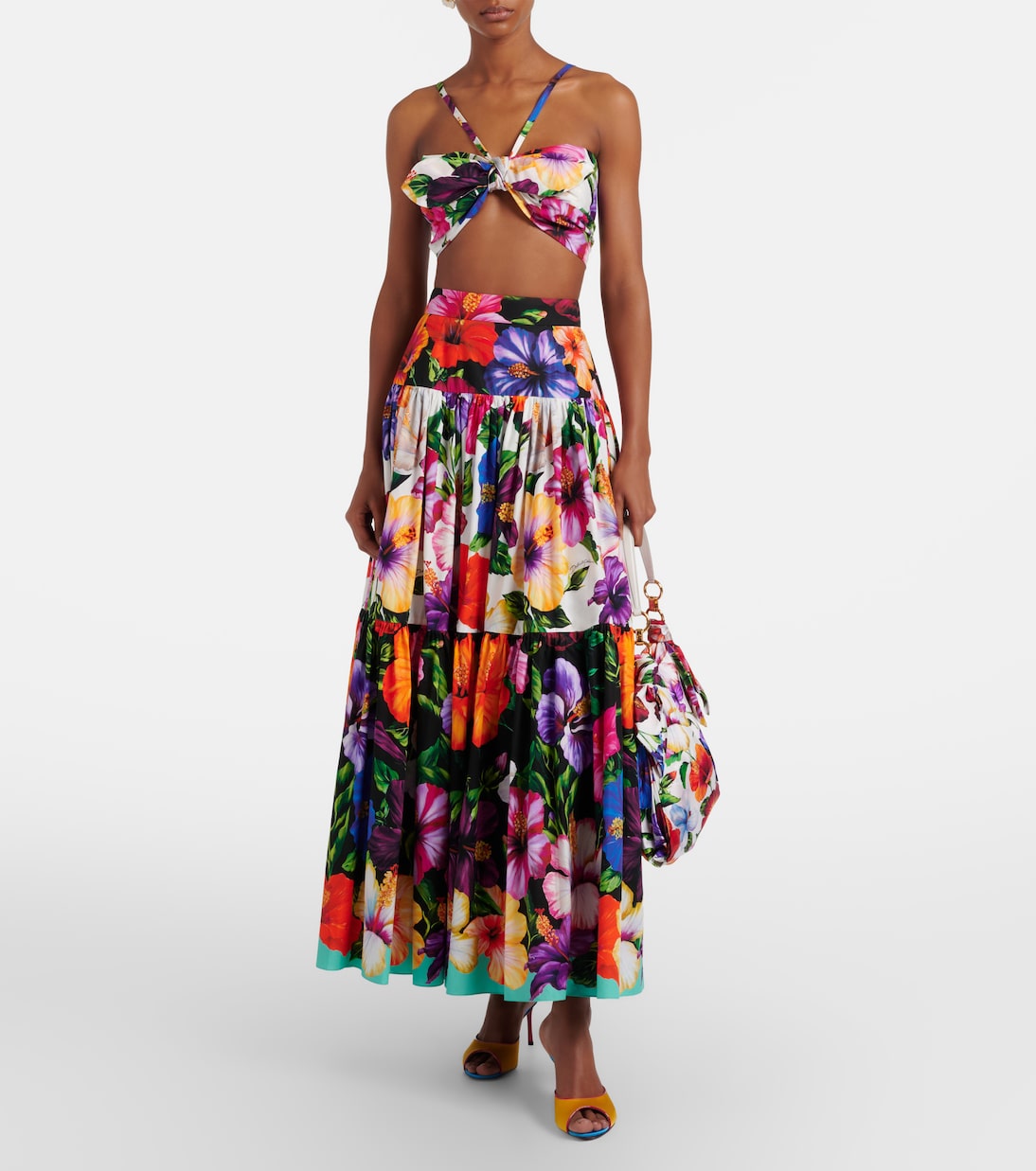 Bow-detail floral cotton bra top | Dolce&Gabbana