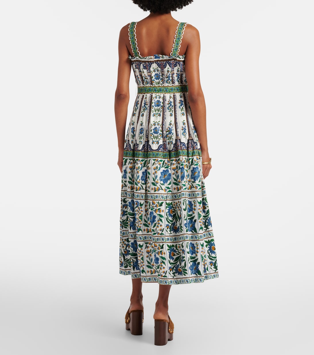 Manoela belted floral linen-blend pleated midi dress | Farm Rio