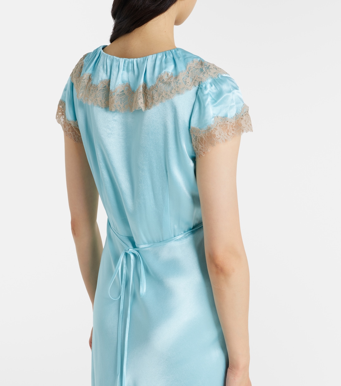 Robe midi Viviene en satin à finitions en dentelle | Rixo