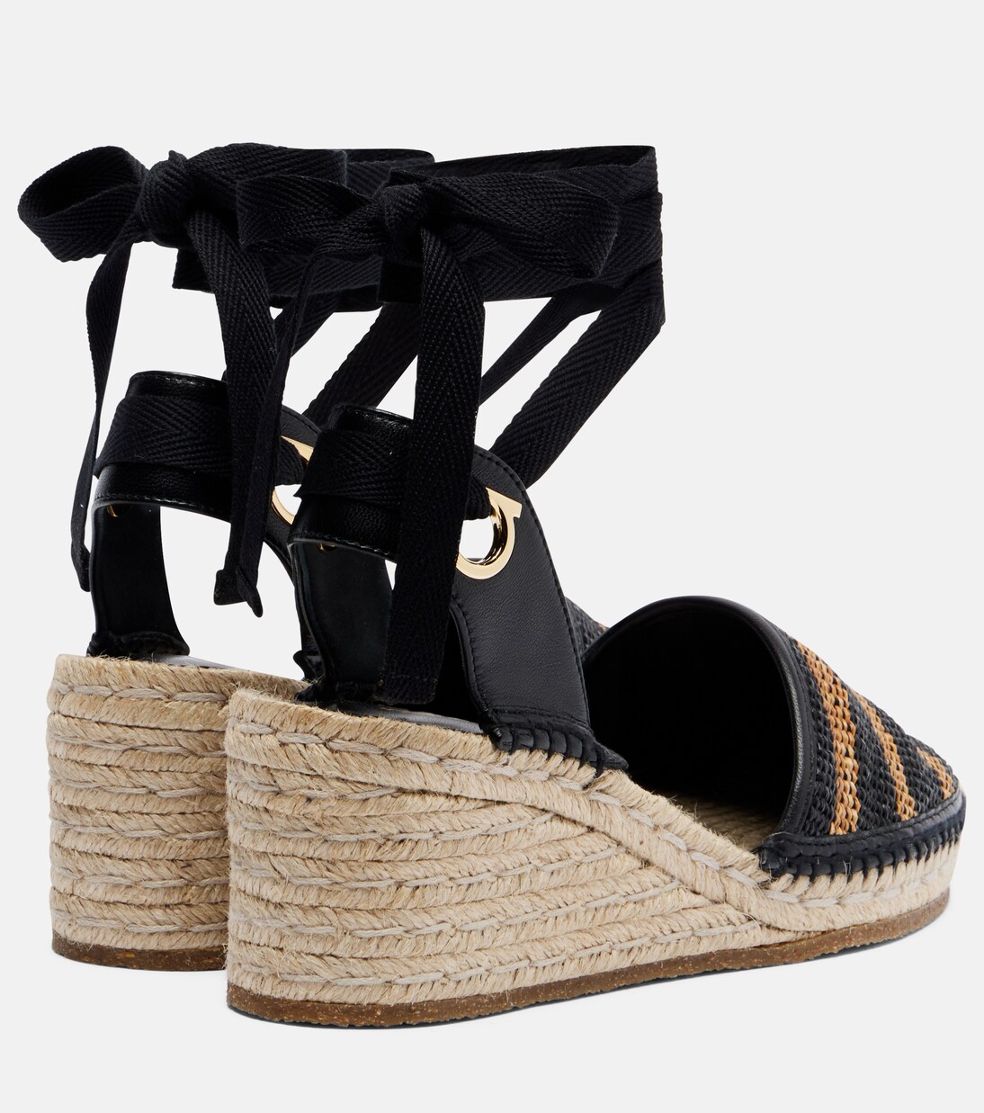 Animal-print raffia espadrille wedges | Ferragamo