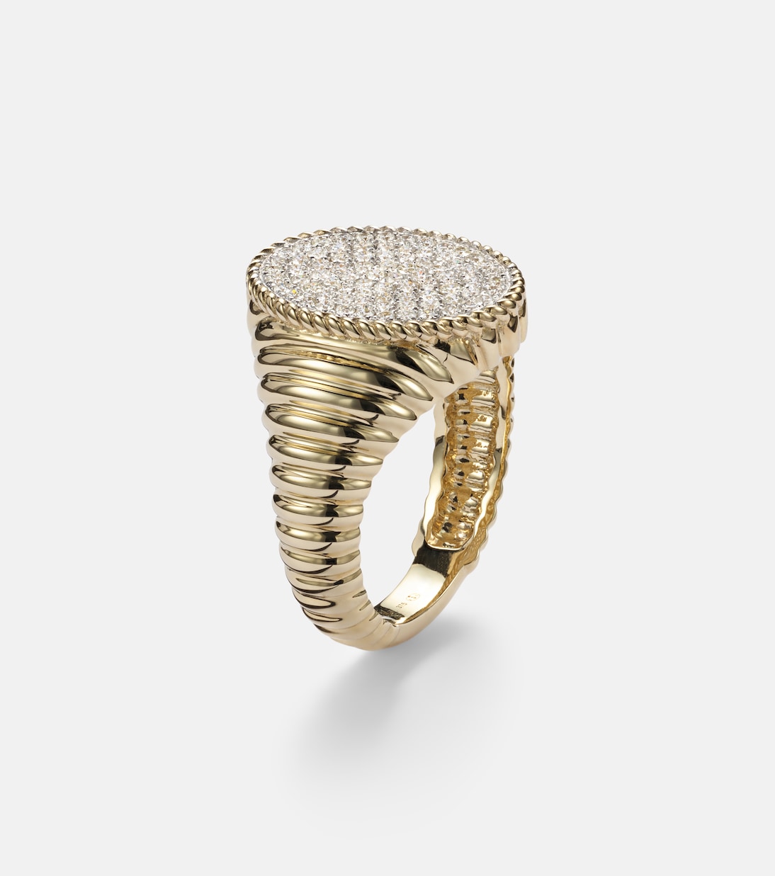 Chevalière Ovale 9kt gold ring with diamonds | Yvonne Léon