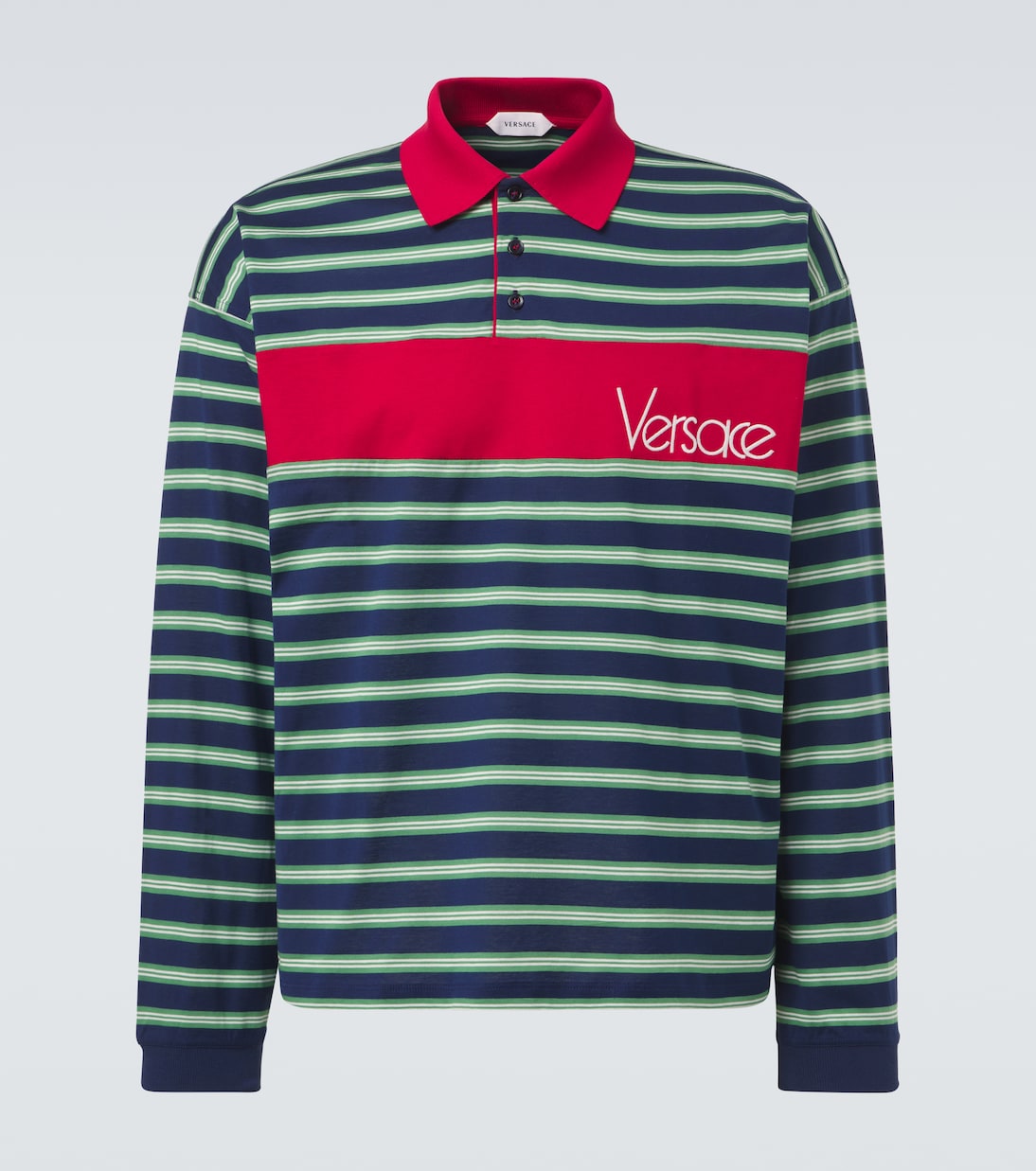 Striped cotton jersey polo shirt | Versace