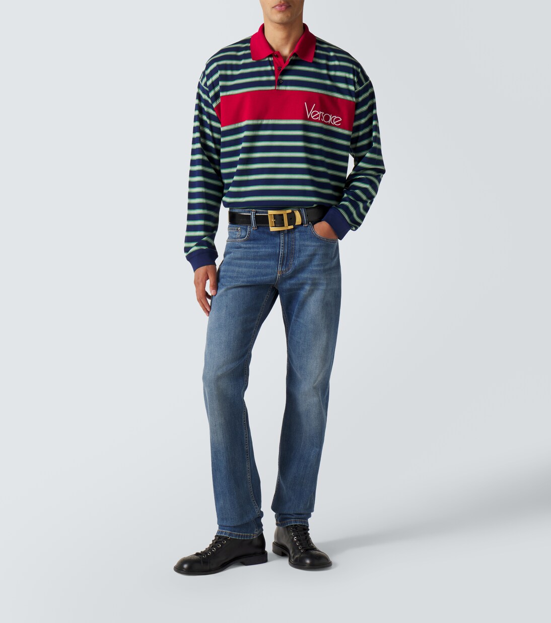 Striped cotton jersey polo shirt | Versace