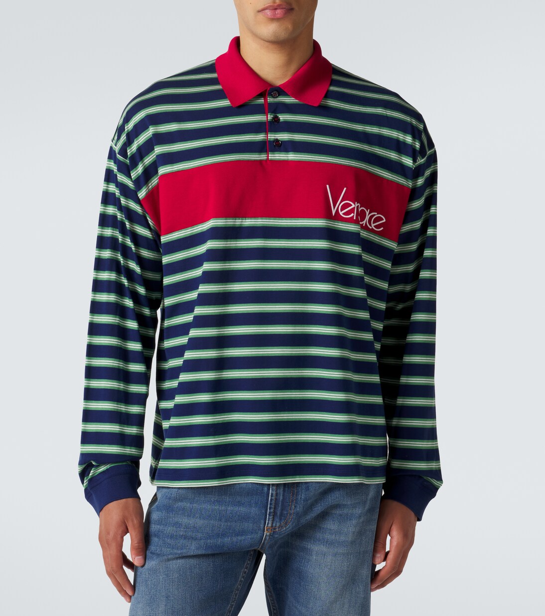 Striped cotton jersey polo shirt | Versace