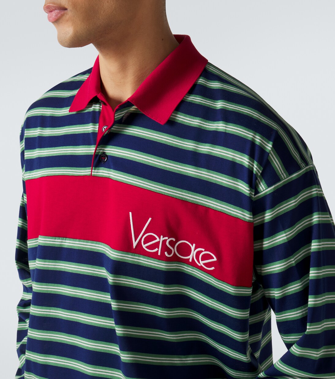 Striped cotton jersey polo shirt | Versace