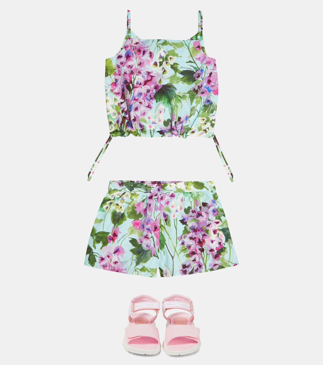 Floral printed cotton crop top | Dolce&Gabbana Kids