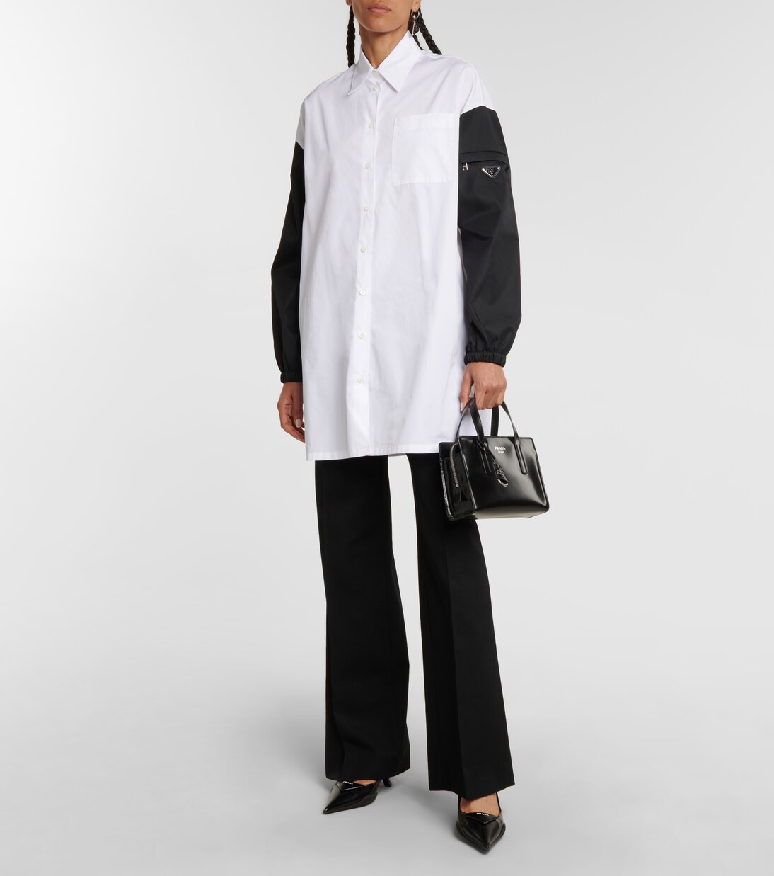 Poplin and gabardine shirt | Prada