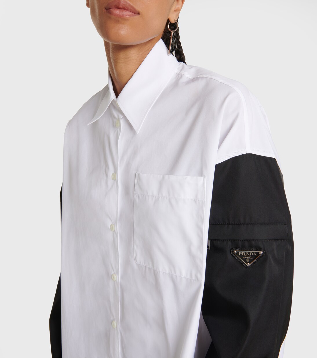 Poplin and gabardine shirt | Prada
