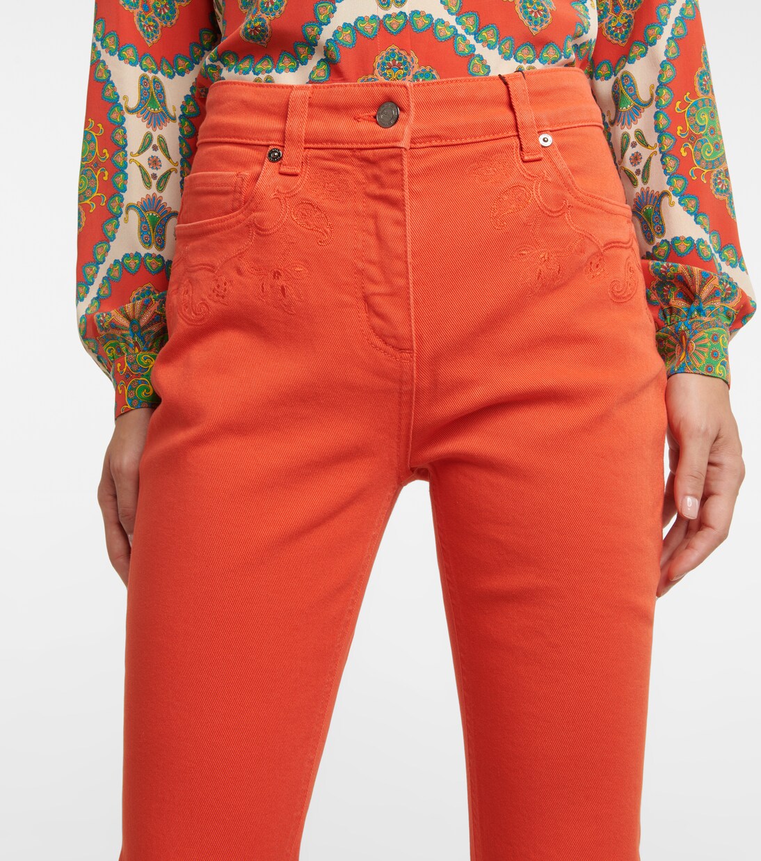 Embroidered mid-rise flared jeans | Etro