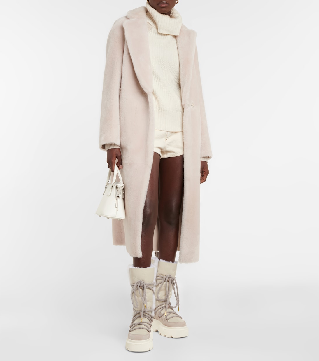 Leather shearling-trimmed snow boots | Inuikii