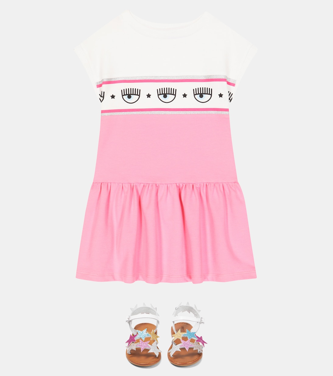 x Chiara Ferragni eye-motif dress | Monnalisa