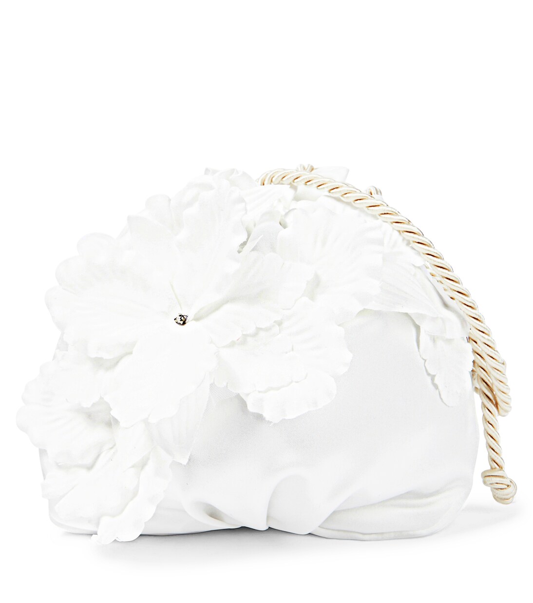 Floral-appliqué satin clutch | Monnalisa