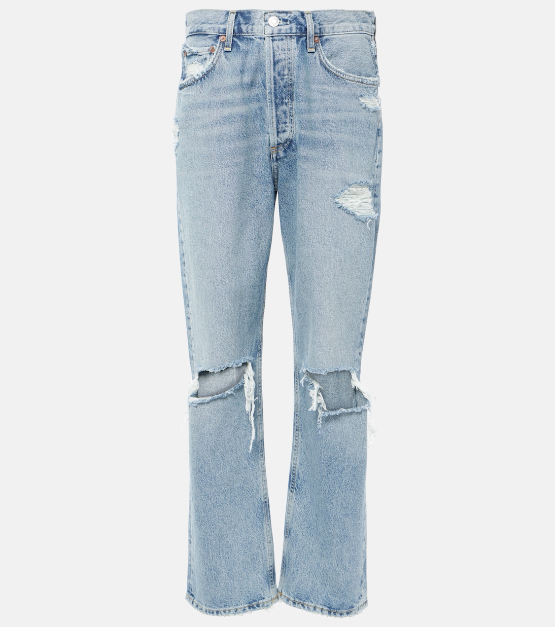 Distressed Mid-Rise Straight Jeans 90s | Agolde