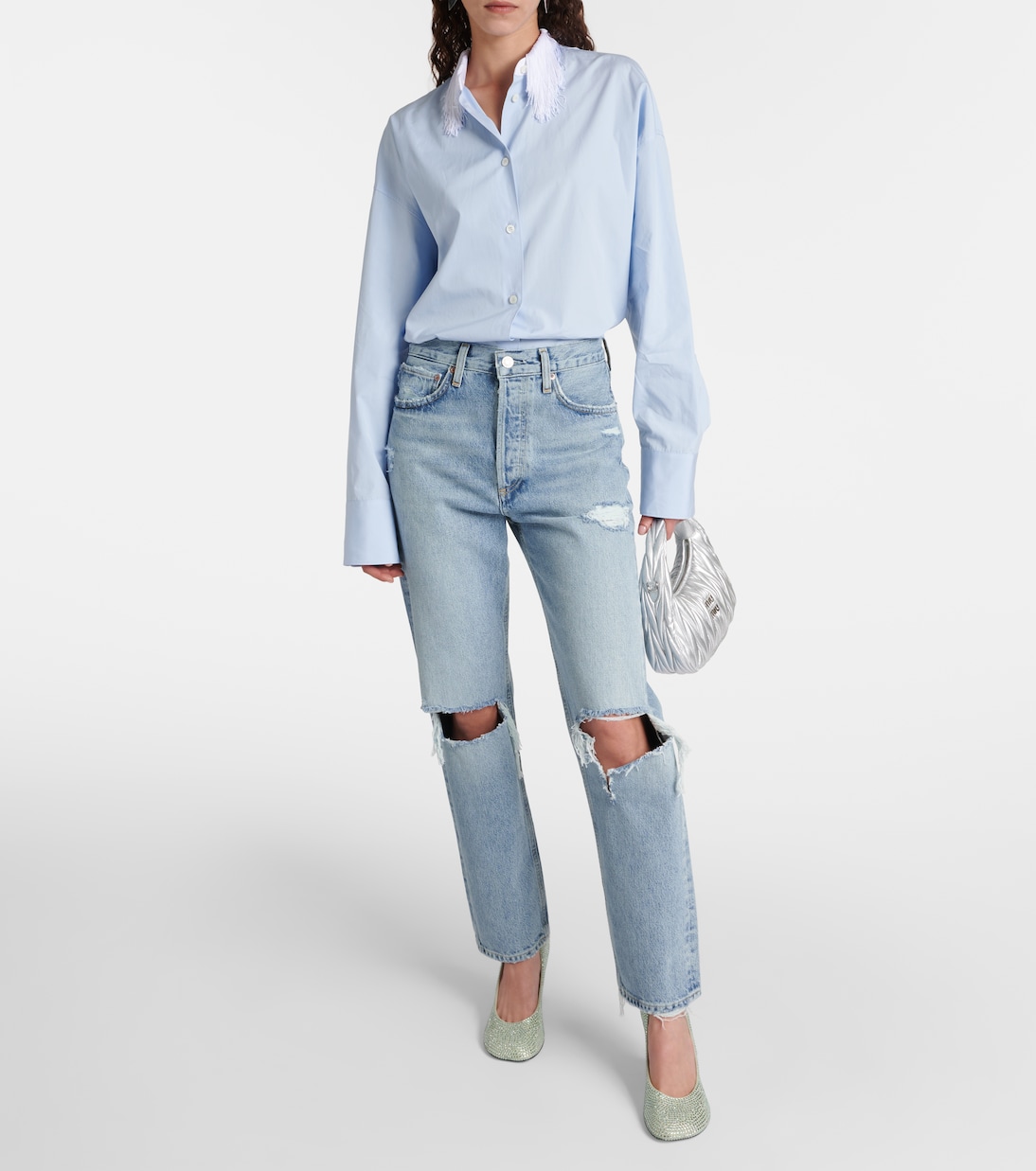 Distressed Mid-Rise Straight Jeans 90s | Agolde