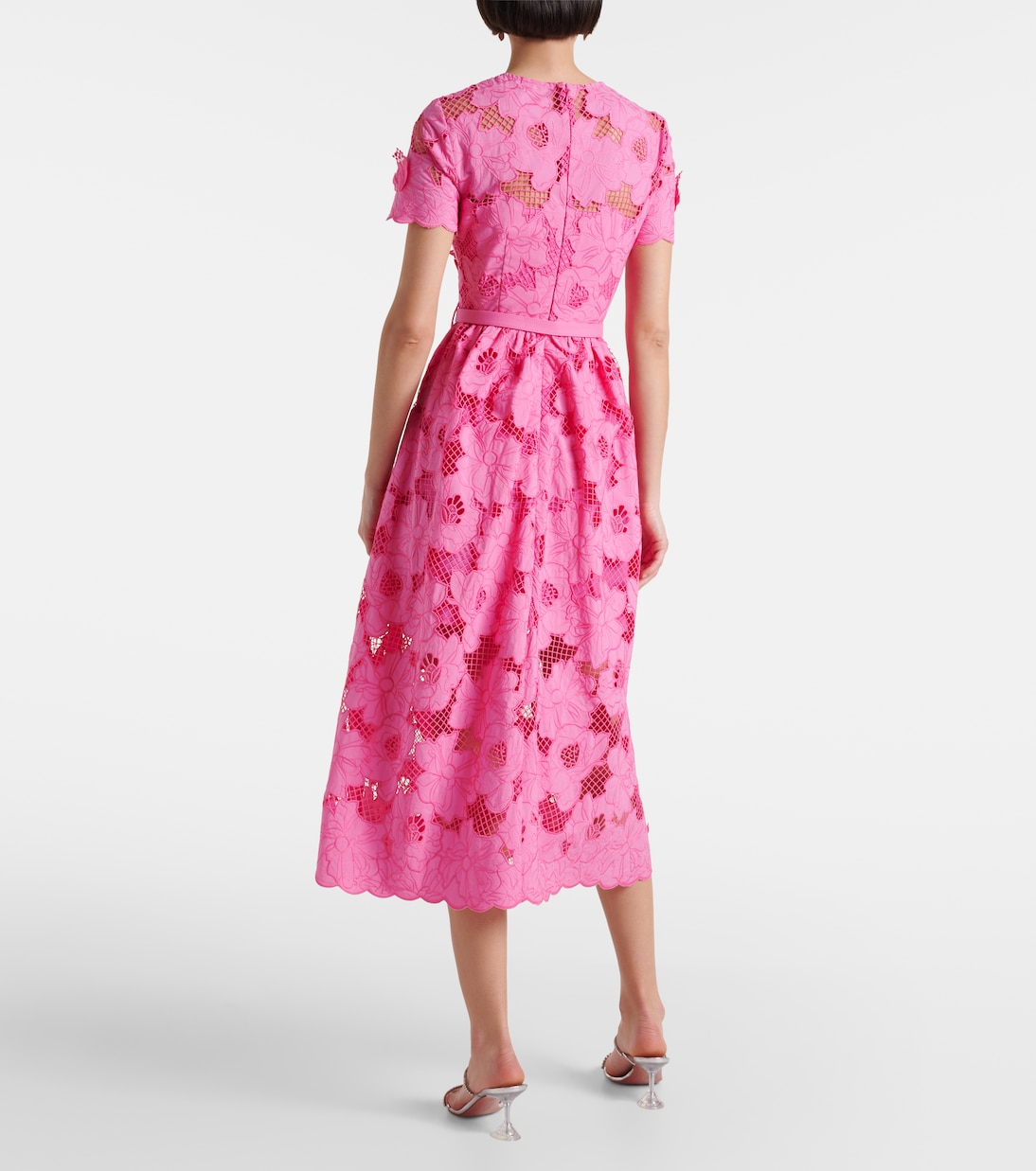 Robe midi en coton mélangé | Self-Portrait