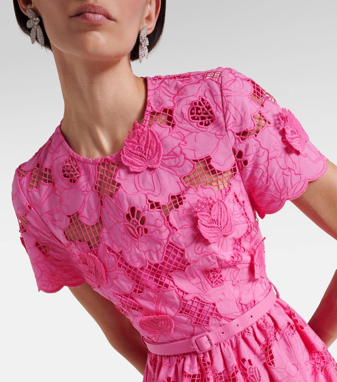 Robe midi en coton mélangé | Self-Portrait