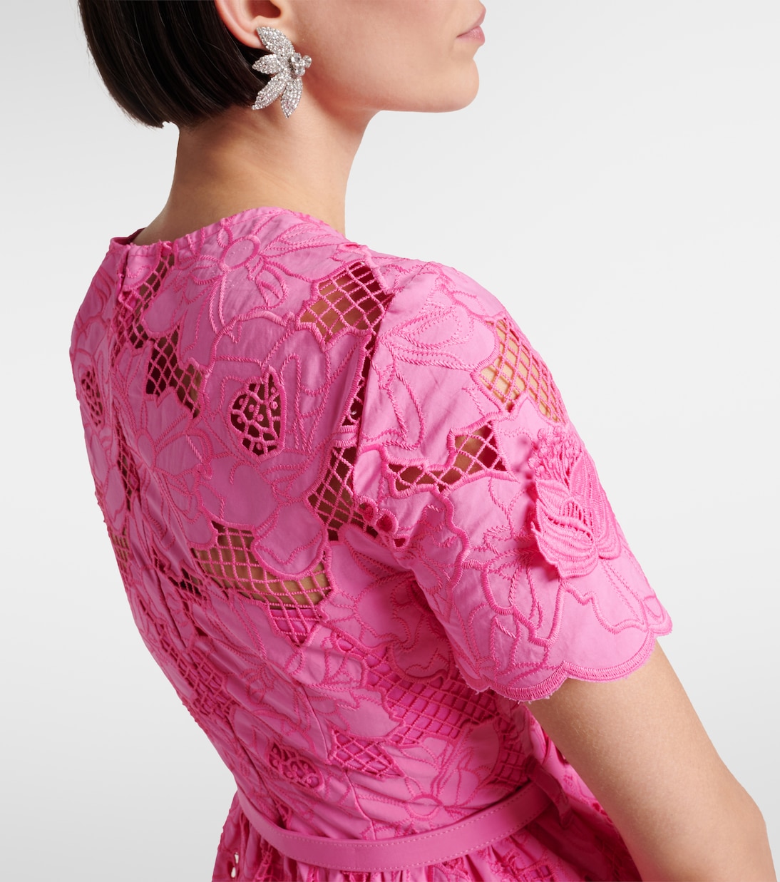 Robe midi en coton mélangé | Self-Portrait