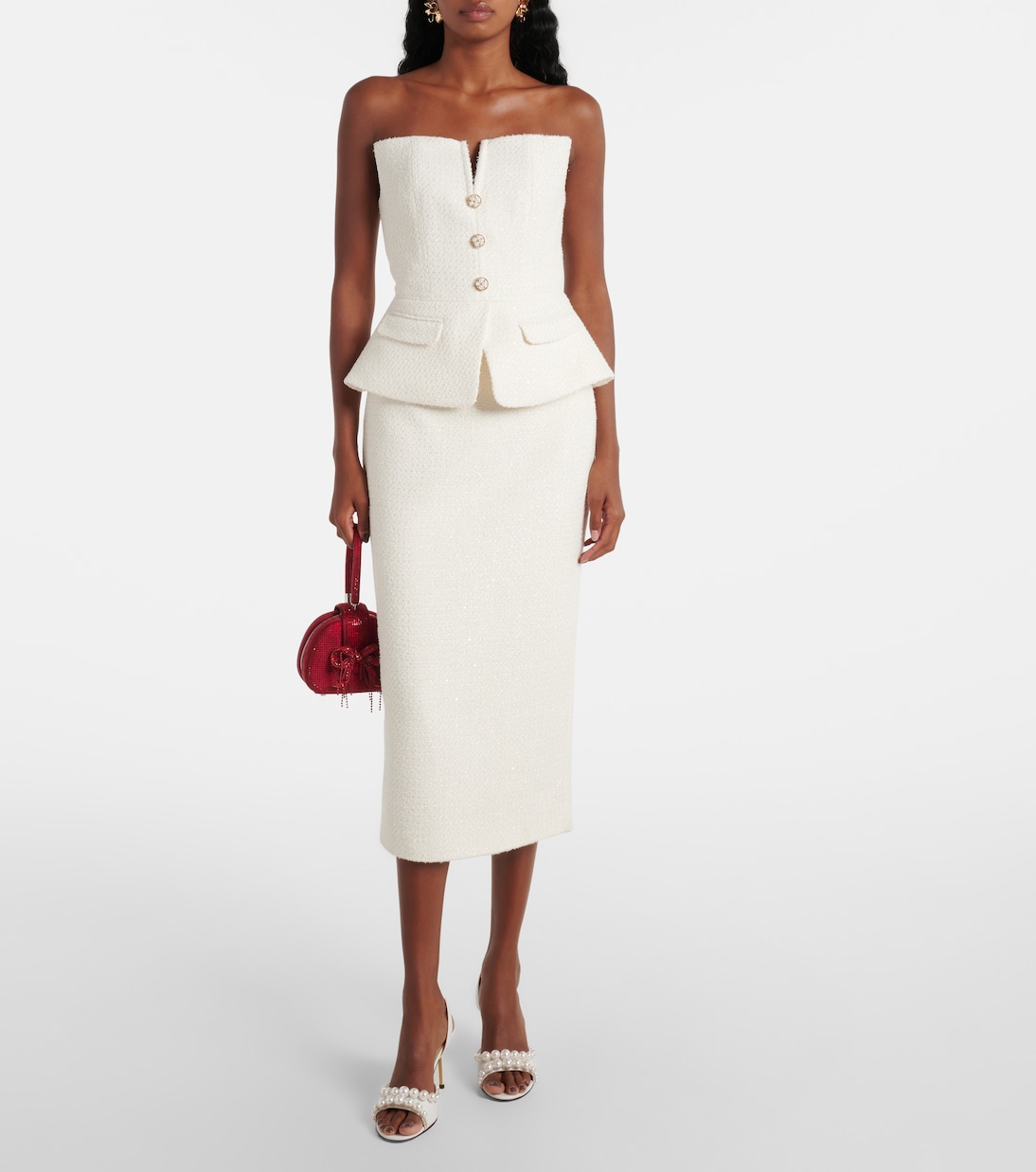 Bridal Midikleid aus Bouclé | Self-Portrait