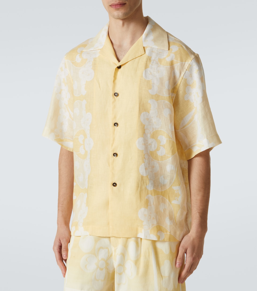 Camisa bowling de lino floral  | Commas